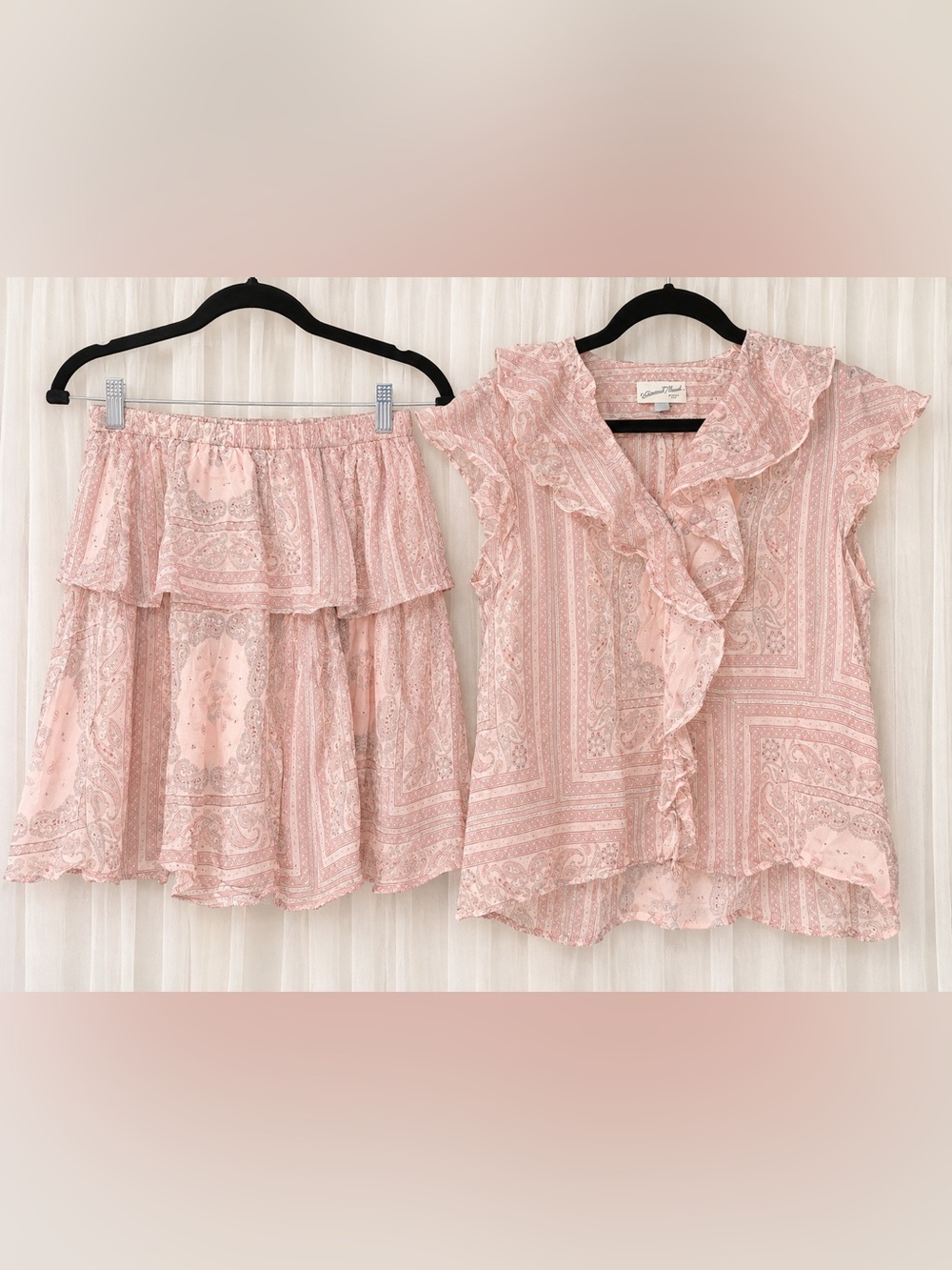 Universal Thread Pink Paisley Ruffle Skirt Set-SM